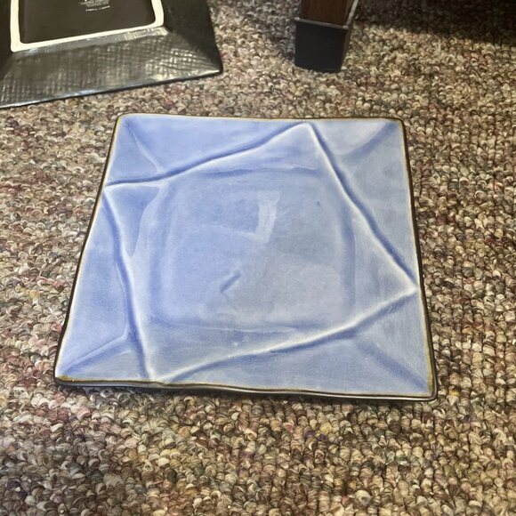 Pier 1 Set of 4 Square Crackle Sushi Plates, Blue/Green - Picture 4 of 5